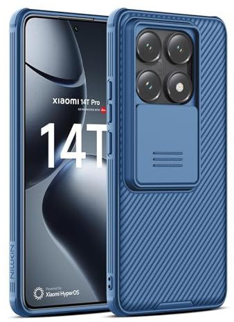 Nillkin für Xiaomi 14T Pro Hülle mit Kameraschutz, Schutzhülle mit Slide Camera Cover, TPU+CP Dünne, rutschfest/Stoßfest Absturzsicherung/Kratzfest, Blau