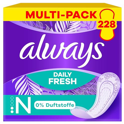 Always Daily Fresh Normal 228 Slipeinlagen (Sparpackung 3x76 Stück), ohne Duft