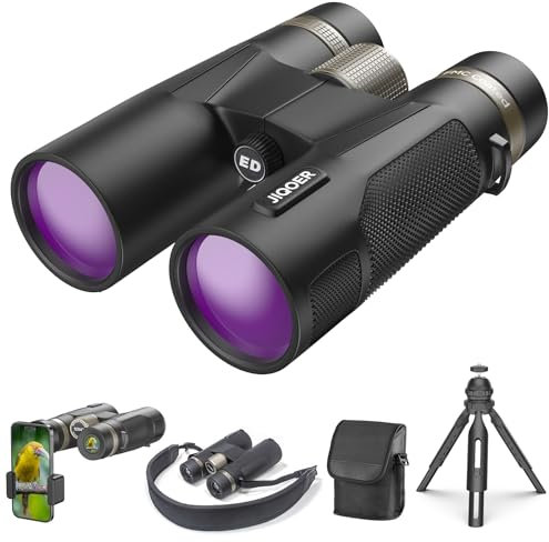 Binocolo impermeabile 12 x 42 ED IPX7 per adulti, facile da mettere a fuoco con stabilizzatore d'immagine, perfetto per birdwatching/caccia (veleno: tracolla, treppiede, supporto per cellulare,