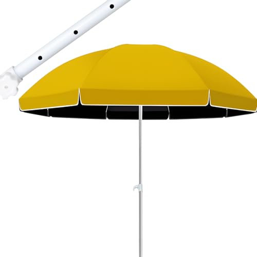 BVDHASDBT Outdoor-Tischschirm, Markt-Hof-Regenschirm, groß, rund, Aluminium, versetzter Regenschirm, höhenverstellbar, mit Sockel, Terrassenschirm, Outdoor-Sonnenschirm, gelb, 2.2M/7.2FT