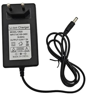 JZK Adattatore di alimentazione 12,6 V 2 A per batteria agli ioni di litio convertitore di alimentazione 12,6 V 2 A AC a DC con cavo di ricarica con indicatore luminoso per amplificatore stereo,