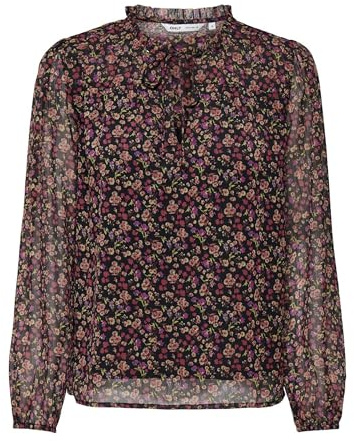 ONLY Damen Onlditsy L/S Blouse WVN Noos Feminines Oberteil Mit V-Ausschnitt Und Elastischen Bündchen, Black, S