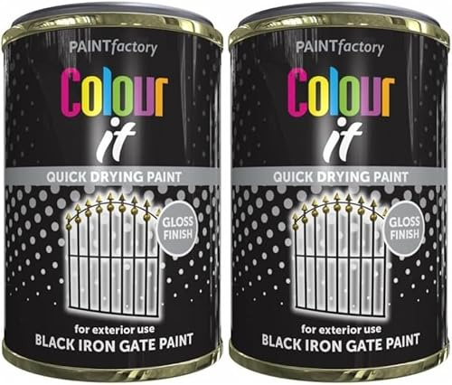 MIXEL Black Iron Gate Tin Paint, Quick-Drying Formula, DIY Enthusiasts, Long-Lasting, Easy-To-Apply, Ideal for Gates, Fences, Railings, Interior And Exterior Use, 300ml, (2 Pcs)