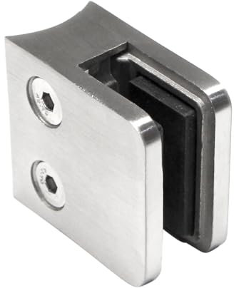 PRIOstahl Glashalter Glasklemmen Klemmhalter Glasplattenhalter - 1 Stück Größe: 45 x 45 x 25-27 mm Anschluss: Ø42,4 mm - für Glas 8 mm Geländerbau Sichtschutz aus Edelstahl V2A