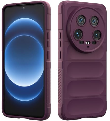 RIIMUHIR Coque en Silicone Compatible avec Xiaomi 14 Ultra 5G, Étui Protection Antichoc, Housse avec Protege de Camera, Doublure Douce en Tissu Microfibre Protection Complète (Violet Foncé)