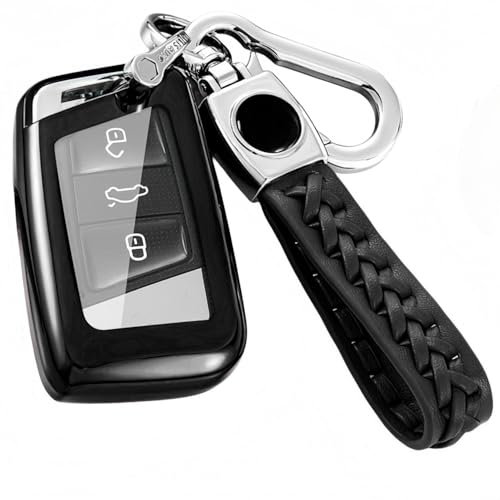Z.MYUKI 【5 Farben】 Schlüsselhülle mit Schlüsselanhänger für Skoda Karoq 2017-2024 2025 Zubehör Key Cover (Schwarz)