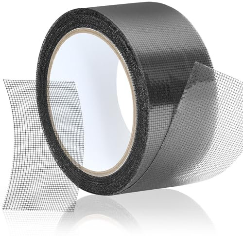 Wexoma Fliegengitter Reparatur Set, 5CMX10M Reparaturband für Moskitonetz, Fliegengitter Reparatur Klebeband, Strong Adhesive Screen Repair Tape, Selbstklebend Glasfaser Reparaturband (schwarz)