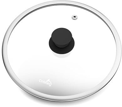 CnSneg Tempered Glass Lids for Pots and Pans, Cast Iron Skillet Lid 10.5 Inch, Frying Pan Lid, Replacement Pan Cover, Wok, Crock Pot Lid with Wide Stainless Steel Rim, Heat Resistant Cookware Pan Lids