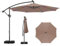 COSTWAY Parasol Déporté Professionnel 3x3 m, Grand Parasol de Jardin Extérieur 96 LED Solaire 9 Modes, avec Manivelle, 2 Sacs de Sable, Inclinable, pour Balcon, Terrasse, Piscine (Brun)
