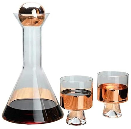 Carafes 1000ml Red Wine Decanter,Gradient Crystal Glass Red Wine Carafe with 2 Creative Glasses,Wine Aerator Accessory for Wine Lovers Wine Decanter