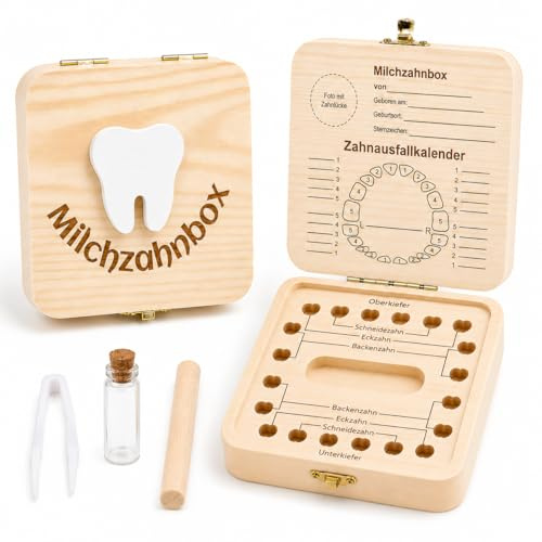 Sunshine smile Zahnfee Geschenke Mädchen,Zahndose Milchzähne Mädchen,Zahnbox für Milchzähne Junge,Jungen Souvenir Box,Zahnbox aus Holz,Milchzahndose Jungen,Aufbewahrungsbox für Baby Zähne