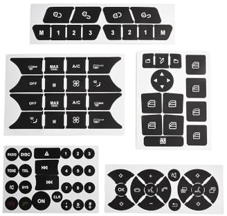 Button Repair Stickers, Car Interior Stickers Button Decals For Mercedes For Benz C-Klasse E-Klasse SLK CLS A B GLK W204 W212 R172 Steering Wheel Decal Set