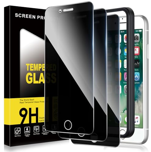 ZhuoFan Sichtschutz für iPhone SE 2020/SE 2022/8/7 Panzer Schutz Glas,Privacy Schutzfolie Displayschutz,Anti-Spy 10H Härte Folie Schutzglas Blickschutz mit Rahmen Positionierhilfe,Bläschenfrei,3 Stück