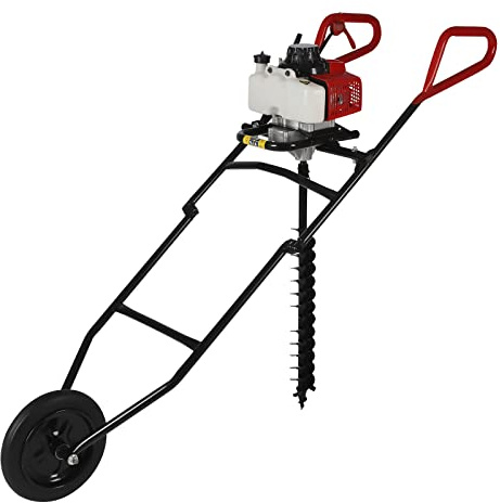 MELAQULY Erdlochbohrer Erdbohrer, 2-Takt 3PS 63ccm Brunnenbohrer Erdbohrgerät, Variante Erdlochbohr 2.2KW 8800±300rpm für Garten Zaun Und Bepflanzung