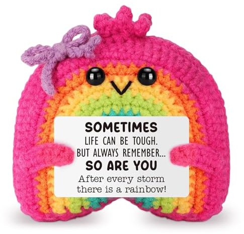 Regenbogen Kuscheltier Glücksbringer, Positives Kleines Handliches Motivationsgeschenke für Zuhause und Büro, Anti Stress Gute Laune Geschenk für Familie und Freunde