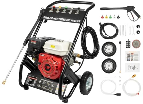 LENJKYYO Idropulitrice a Scoppio 7.5HP, 2200PSI 2.3GPM Idropulitrice Acqua Calda, Idropulitrice Professionale 4 Tempi Raffreddata ad Aria con 5 Boccheggi, Pulivapor Alta Pressione