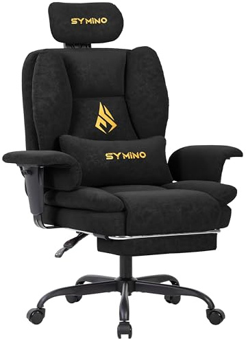 Symino Chaise Gaming Fauteuil Gaming Ergonomique - Chaise Bureau avec Repose-Pieds Réglable, PU en Cuir 130kg