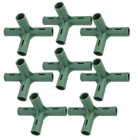 Quiclume 8pcs Greenhouse Frame Joint Connectors 19mm Stable Support Heavy Duty Plastic Pipe Brackets Connector Suitable for Garden Structures and Cold Frames(1#)
