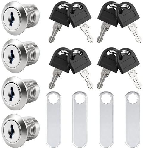 Limiebllu 4PCS Security Cabinet Lock Cupboard Letterbox Lock with Key 16mm | Includes Lock Plates, Security Lever Cam Locks for Mailbox, Letterbox, Drawer, Cupboard, Toolbox & Furniture Lockers