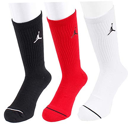 Nike Unisex jumpman crew Socken, Black/White/Gym Red, L EU
