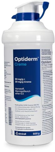 Optiderm Creme, medizinische Hilfe bei Juckreiz und trockener Haut, zur Feuchtigkeitsregulierung der Haut, unterstützend bei Hauterkrankungen, schnell einziehend, kortisonfrei, 500 g