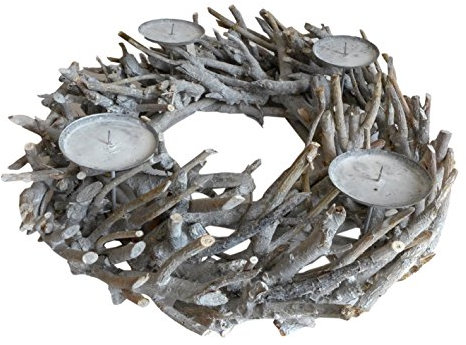 Toller Adventskranz Wurzelkranz mit 4 Kerzenhaltern Weihnachten Kranz Ø 37 cm