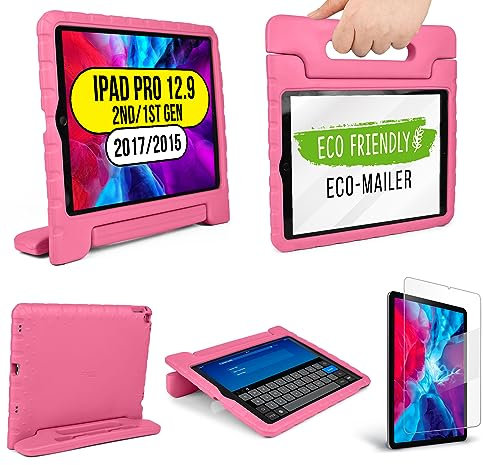 Official Cooper Dynamo Kids iPad Pro 12.9 Case for 1st/2nd Generation (2015/2017) | Unbreakable Protection, Magic Handle, Stand & Pencil Holder (NOT FOR 2018-2022 3rd-6th Gen) (Bubble Gum Pink)