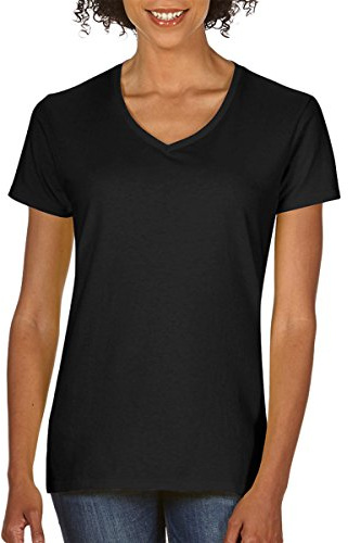 GILDAN Womens Heavy Cotton 5.3 Oz. V-Neck T-Shirt (G500VL) -Black -3XL