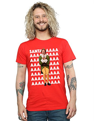 Elf Men's Buddy Santa Scream T-Shirt X-Large Red