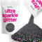 Hemway Ultra Sparkle Glitter - Black Holographic | Fine Metallic Flakes for Resin & Epoxy Crafts | Supplies for Tumblers, Festival, Hair, Face, Body, Eye & Nail Art Decoration | 100 g