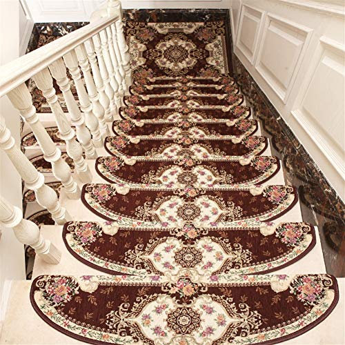 LIVEINU Selbstklebend Stufenmatten Treppen Teppich Halbrund Waschbar Starke Befestigung Anthrazit Klassisch Treppen-Matten 24x80cm (15 Stück) Kaffee