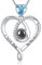 GinoMay Ich Liebe Dich Halskette 100 Sprachen Aquamarin Schmuck Frauen März Geburtstagsgeschenke Frau Tochter 925 Silber Halskette