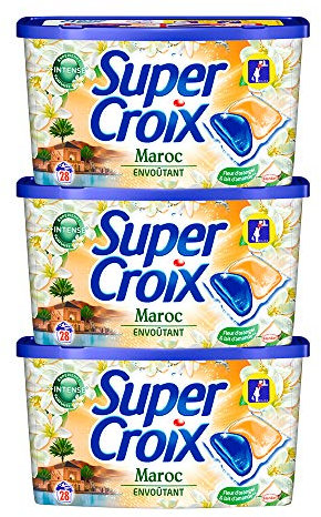 Super Croix Maroc – Lessive en Capsules – 84 Lavages (Lot de 3 x 28 Doses) – Fleur d'Oranger