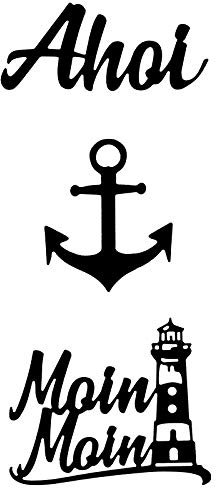 Ideen mit Herz Stanzschablonen | Schriften | Maritim | 4,3 cm bis 8,2 cm | 3 Stück
