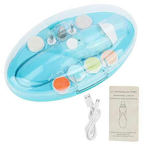 Lima de uñas recargable USB 9 en 1 con cabezal de pulido de reemplazo para pulir uñas eléctricas ajustables para bebés y adultos