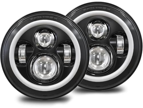 GXENOGO 17,8 cm LED-Halo-Scheinwerfer mit Blinker, bernsteinfarben, weiß, DRL kompatibel mit 2007–2017 Jeep Wrangler JK JKU Scheinwerfer-Ersatz-1 Paar schwarz