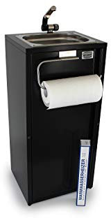 230V Mobiles Handwaschbecken Waschbecken Verkaufsstand +Papierrollenhalter + Heizstab Anthrazit(ad-ideen)