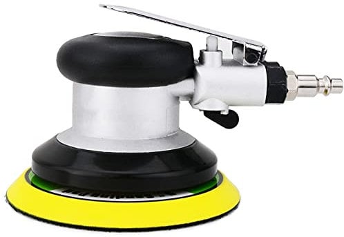 Professioneller Exzenterschleifer Druckluft, Hochleistungs-Doppelwirkungs-Pneumatikschleifer Polierer mini mit Klettverschluss, 10000 U/min (Silber 125mm)