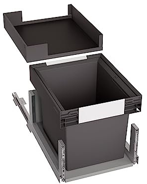 BLANCO SELECT II 40/1 Combi | Abfall Müllsystem | Auszugssystem zur Frontanbindung | Schubkasten | Auszugsschienen | Integrierter Ablageboden | 1 x 30 Liter Eimer | 400 mm Auszugstiefe