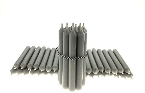 Kerzenfarm Hahn Durchgefärbte Stabkerzen in Grau, kurze Geburtstagskerzen aus Paraffin, für Geburtstag, Hochzeiten & Co., ohne Tropfen & Rußen, 110mm x Ø 13mm