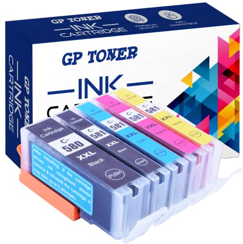 GP TONER Druckerpatronen Ersatz für Canon PGI-580XXL CLI-581XXL Tintenpatronen für Canon Pixma TS6250 TS6151 TS9155 TR7550 TR8500 TR8550 TS8152 (PGI-580XL CLI-581XL 5-Pack (BK, PBK, C, M, Y))