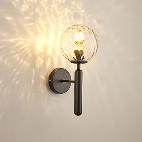 VOMI E14 LED Wandleuchte Innen Glas-Schirm Schwarz Kristall Wandlampe Badezimmer Nachttischlampe Wand Kinderzimmer Wandbeleuchtung Rustikal Wohnzimmer Lampen Deko Beleuchtung Loft Antike