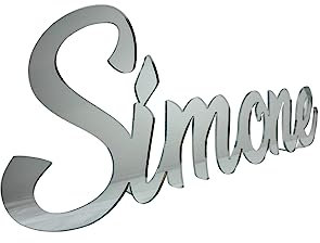 ORKIDEA Party Scritta Nome PLEXIGLASS SPECCHIATO Personalizzabile PLEXI Acrilico, Colori e Misure a Scelta tra H18xL50cm - H25xL70cm Circa. Scritta Spessore 3mm con o Senza Piedini. Made in Italy!