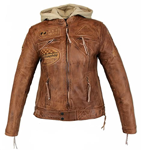 EURO STARS Damen Motorrad & Freizeit Lamm Leder Jacke Schwarz, Biker Ladies Leather jacket