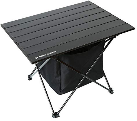 Rock Cloud Portable Camping Table Ultralight Aluminum Folding Beach Table Camp for Camping Hiking Backpacking Outdoor Picnic (Black,with Storage Bag, Medium)