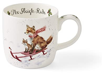 Wrendale Designs Mug Motif renard et ourson sur traîneau