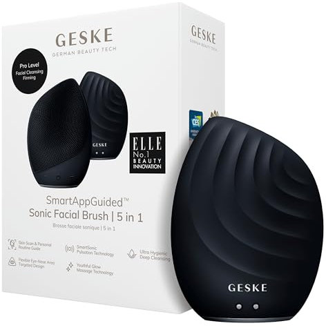 GESKE | SmartAppGuided™ Sonic Facial Brush 5 in 1 | Elektrische Gesichtsreinigungsbürste | Weiche Bürste aus Silikon | Professionelle Gesichtsreinigung | Gesichtsreinigungsgerät | Gesichtsmassagegerät