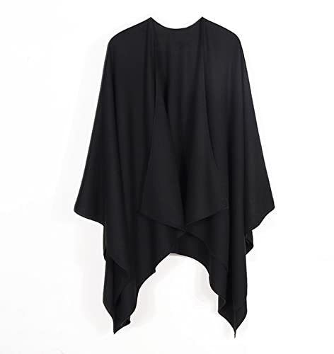 Skcess Schal Damen Kaschmir, Schal Frauen Schwarz Einfarbiger Umhang Scarf Winter 140X139CM(55X55In)