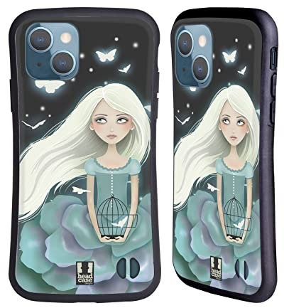 Head Case Designs Fanciulla Blu Ed Ardente Bella Malinconia Cover Ibrida Compatibile con Apple iPhone 13