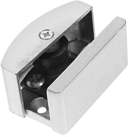 ORFOFE Tope de puerta plateado, guía de puerta de aluminio para puertas correderas, montaje en suelo, apto para vidrio de 5-14 mm, antioscilación, funciones de guía, ideal para baño, cocina, oficinas